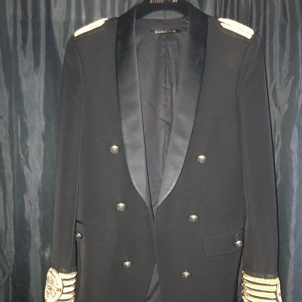 Balmain x hm Black & Gold Embroided Blazer